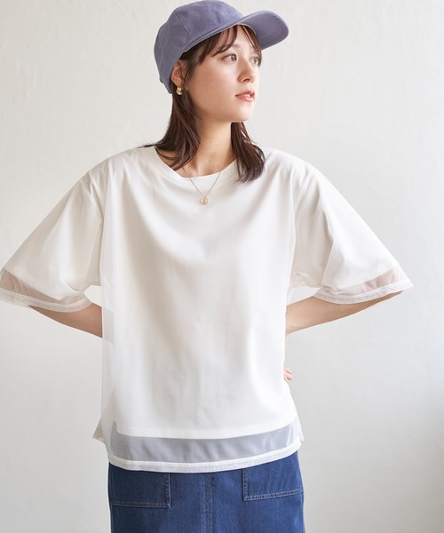 ikka（イッカ）の「チュールレイヤードプルオーバー（Tシャツ/カットソー・レディース・チャコールグレー/オフホワイト/ライトグレー・M/L/S）」の6枚目の写真