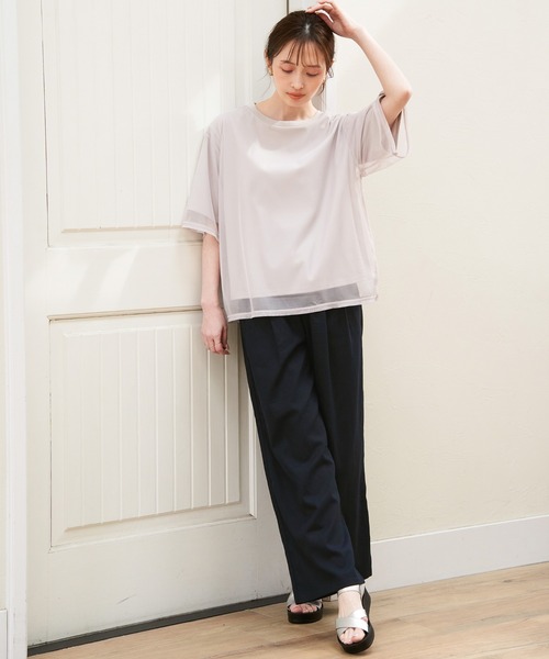 ikka（イッカ）の「チュールレイヤードプルオーバー（Tシャツ/カットソー・レディース・チャコールグレー/オフホワイト/ライトグレー・M/L/S）」の21枚目の写真