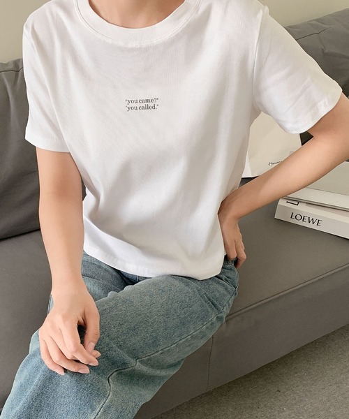 LOWO（ロワ）の「綿混英字プリントTシャツ カットソー（Tシャツ/カットソー・レディース・ホワイト/ブルー/アイボリー・FREE）」の10枚目の写真