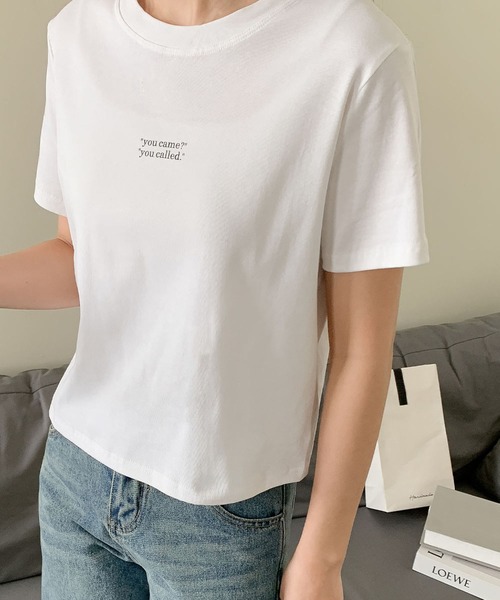 LOWO（ロワ）の「綿混英字プリントTシャツ カットソー（Tシャツ/カットソー・レディース・ホワイト/ブルー/アイボリー・FREE）」の7枚目の写真
