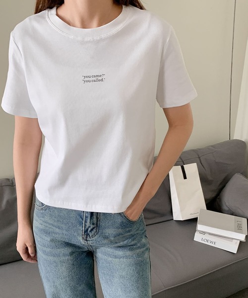 LOWO（ロワ）の「綿混英字プリントTシャツ カットソー（Tシャツ/カットソー・レディース・ホワイト/ブルー/アイボリー・FREE）」の6枚目の写真