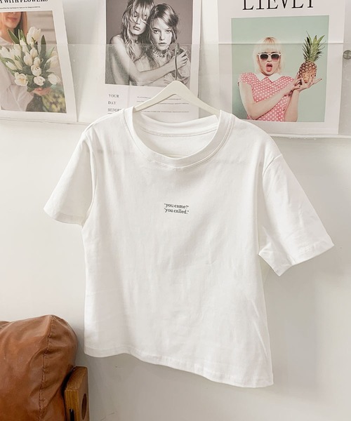 LOWO（ロワ）の「綿混英字プリントTシャツ カットソー（Tシャツ/カットソー・レディース・ホワイト/ブルー/アイボリー・FREE）」の5枚目の写真