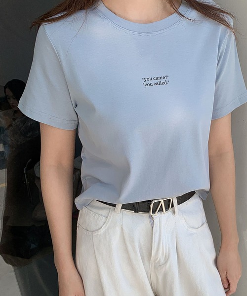 LOWO（ロワ）の「綿混英字プリントTシャツ カットソー（Tシャツ/カットソー・レディース・ホワイト/ブルー/アイボリー・FREE）」の16枚目の写真