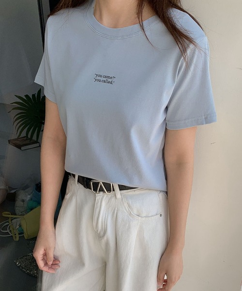 LOWO（ロワ）の「綿混英字プリントTシャツ カットソー（Tシャツ/カットソー・レディース・ホワイト/ブルー/アイボリー・FREE）」の15枚目の写真