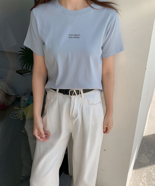 LOWO（ロワ）の「綿混英字プリントTシャツ カットソー（Tシャツ/カットソー・レディース・ホワイト/ブルー/アイボリー・FREE）」の14枚目の写真
