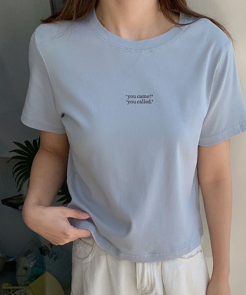 LOWO（ロワ）の「綿混英字プリントTシャツ カットソー（Tシャツ/カットソー・レディース・ホワイト/ブルー/アイボリー・FREE）」の13枚目の写真