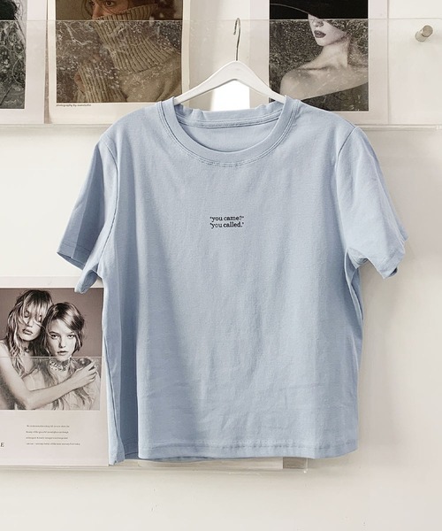 LOWO（ロワ）の「綿混英字プリントTシャツ カットソー（Tシャツ/カットソー・レディース・ホワイト/ブルー/アイボリー・FREE）」の12枚目の写真