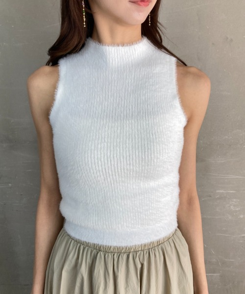 セール】フェザーニット クロップド丈 タンクトップ（タンクトップ