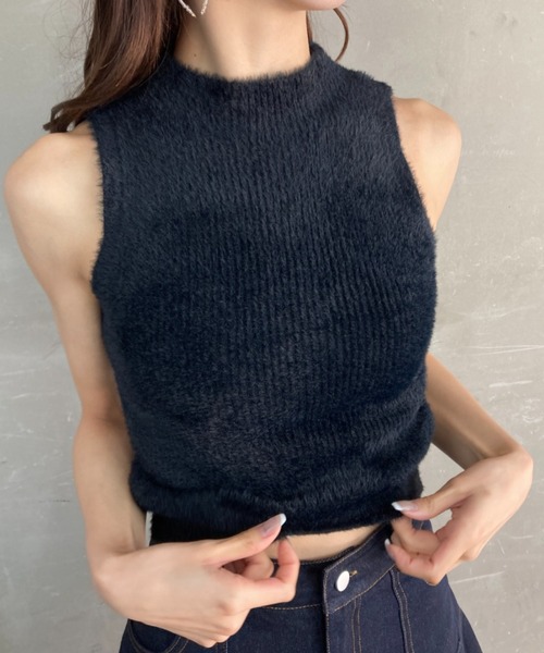 セール】フェザーニット クロップド丈 タンクトップ（タンクトップ