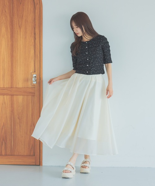 mysty woman(ミスティウーマン)の「ドット柄コンパクトカーディガン 572868(カーディガン/ボレロ・レディース・オフホワイト/ブラック・FREE)」の18枚目の写真