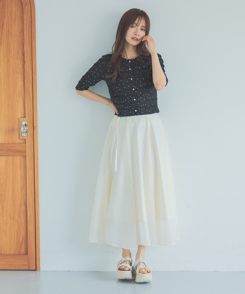 mysty woman(ミスティウーマン)の「ドット柄コンパクトカーディガン 572868(カーディガン/ボレロ・レディース・オフホワイト/ブラック・FREE)」の19枚目の写真