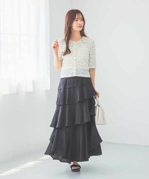 mysty woman(ミスティウーマン)の「ドット柄コンパクトカーディガン 572868(カーディガン/ボレロ・レディース・オフホワイト/ブラック・FREE)」の16枚目の写真