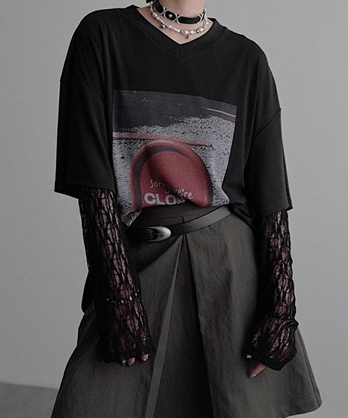 chuclla(チュクラ)の「【CHENTAITAI】“CLOSED”サイン グラフィックTシャツ CTW25s019(Tシャツ/カットソー・レディース・ブラック/アイボリー・M/S)」の15枚目の写真