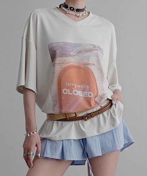 chuclla(チュクラ)の「【CHENTAITAI】“CLOSED”サイン グラフィックTシャツ CTW25s019(Tシャツ/カットソー・レディース・ブラック/アイボリー・M/S)」の20枚目の写真
