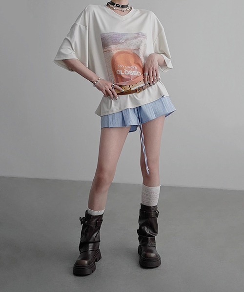 chuclla(チュクラ)の「【CHENTAITAI】“CLOSED”サイン グラフィックTシャツ CTW25s019(Tシャツ/カットソー・レディース・ブラック/アイボリー・M/S)」の21枚目の写真