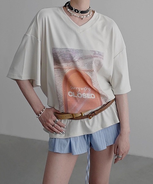 chuclla(チュクラ)の「【CHENTAITAI】“CLOSED”サイン グラフィックTシャツ CTW25s019(Tシャツ/カットソー・レディース・ブラック/アイボリー・M/S)」の22枚目の写真