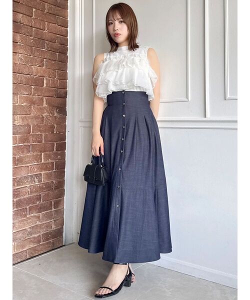 dazzlin（ダズリン）の「ハイウエストエアリースカート（スカート・レディース・アイボリー/インディゴブルー/ブラウン・SMALL/MEDIUM）」の19枚目の写真