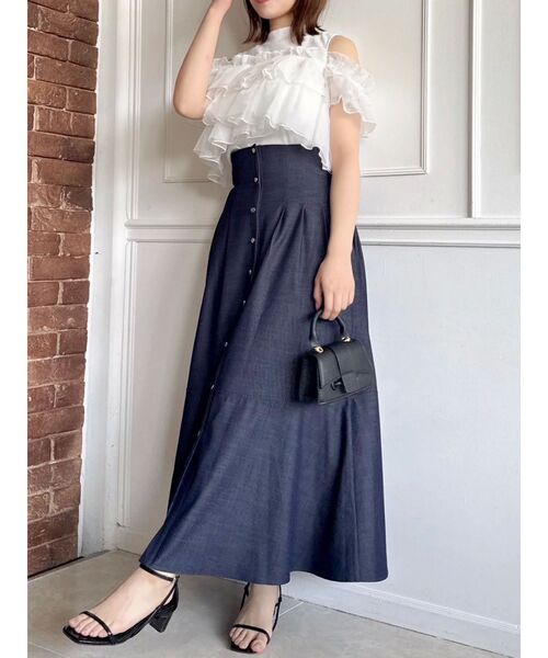 dazzlin（ダズリン）の「ハイウエストエアリースカート（スカート・レディース・アイボリー/インディゴブルー/ブラウン・SMALL/MEDIUM）」の20枚目の写真