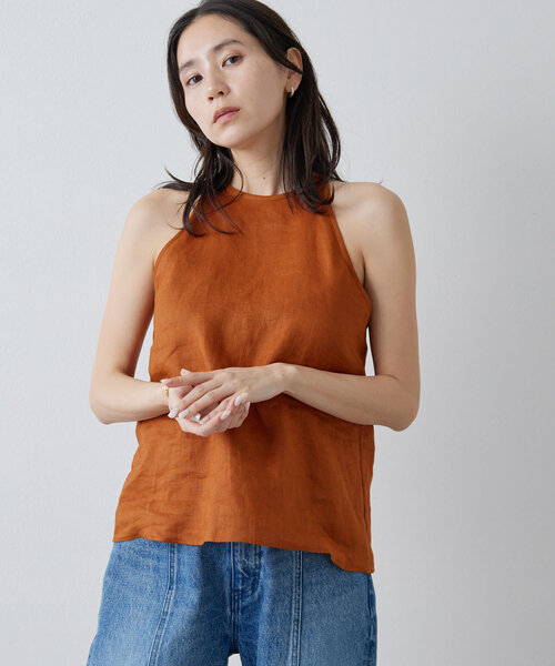 Drawing Numbers（ドローイング ナンバーズ）の「【Drawing Numbers】フレンチリネンホルターブラウス（シャツ/ブラウス・レディース・グレー/ブラック/ブラウン/レッド・38）」の3枚目の写真