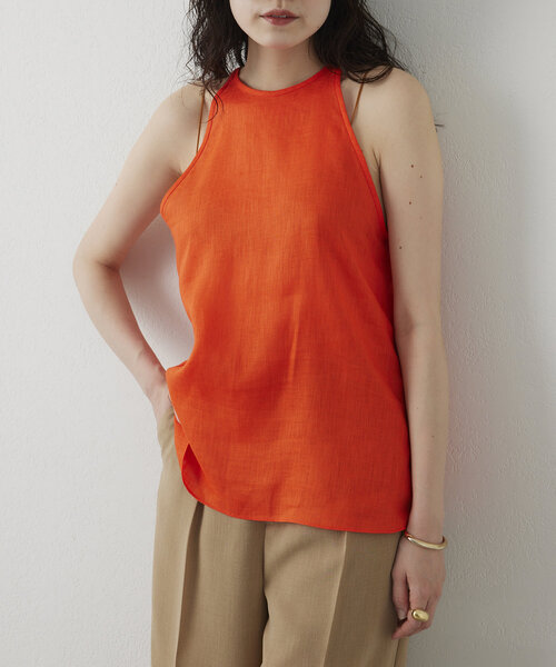 Drawing Numbers（ドローイング ナンバーズ）の「【Drawing Numbers】フレンチリネンホルターブラウス（シャツ/ブラウス・レディース・グレー/ブラック/ブラウン/レッド・38）」の4枚目の写真