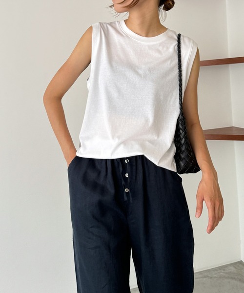 CANAL JEAN（キャナルジーン）の「El mar　クールコットンワイドタンク（タンクトップ・レディース・ホワイト/イエロー/ブラック・ONE SIZE）」の2枚目の写真