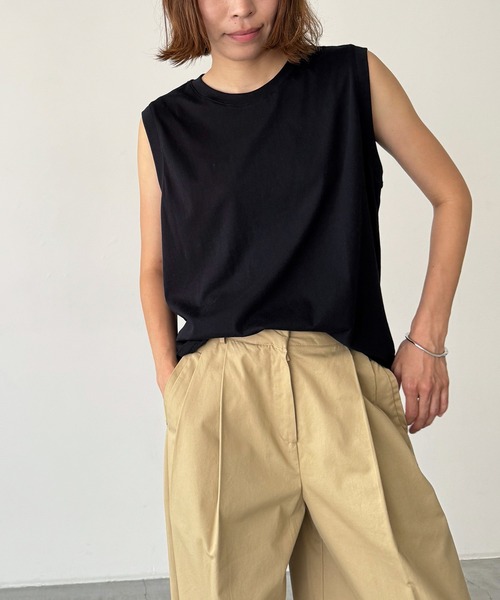 CANAL JEAN（キャナルジーン）の「El mar　クールコットンワイドタンク（タンクトップ・レディース・ホワイト/イエロー/ブラック・ONE SIZE）」の3枚目の写真