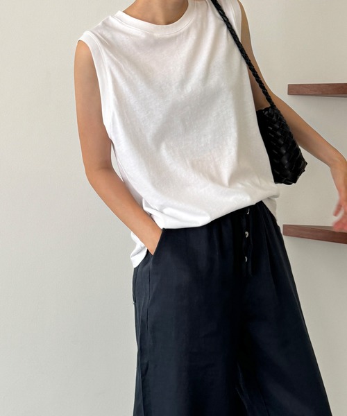CANAL JEAN（キャナルジーン）の「El mar　クールコットンワイドタンク（タンクトップ・レディース・ホワイト/イエロー/ブラック・ONE SIZE）」の4枚目の写真