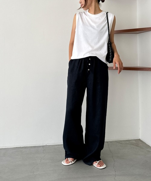 CANAL JEAN（キャナルジーン）の「El mar　クールコットンワイドタンク（タンクトップ・レディース・ホワイト/イエロー/ブラック・ONE SIZE）」の6枚目の写真
