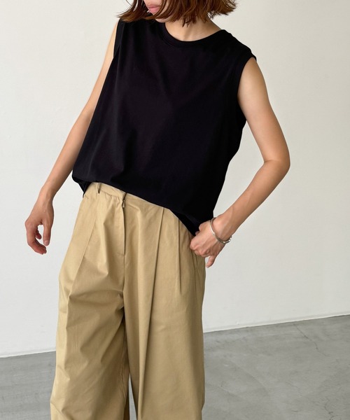 CANAL JEAN（キャナルジーン）の「El mar　クールコットンワイドタンク（タンクトップ・レディース・ホワイト/イエロー/ブラック・ONE SIZE）」の9枚目の写真
