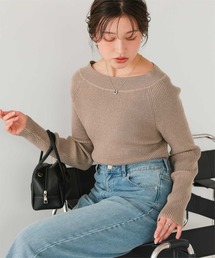 ウォッシャブルボートネックニット