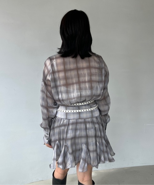 一枚で着映えするデザイン♪【CHANEL】チェック柄 トップス シャネル ワンピース CHANEL ネイビー エンブレム ワッペン
