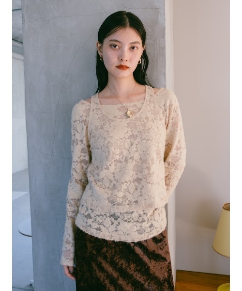 sahara(サハラ)の「Layered Lace Top/レイヤードレーストップ(その他トップス・レディース・ブラック/ベージュ/ブラウン・FREE)」の11枚目の写真
