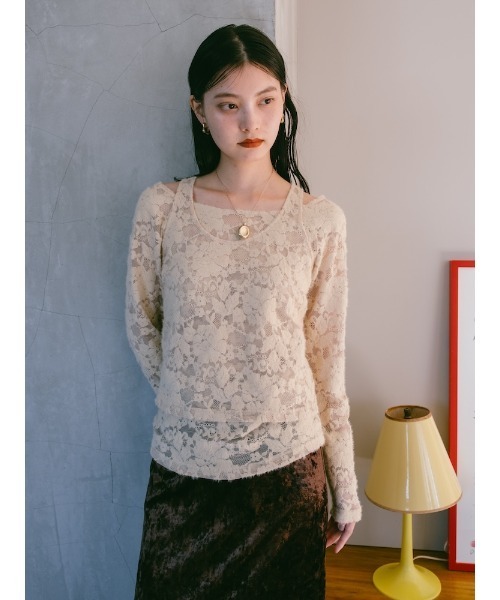 sahara(サハラ)の「Layered Lace Top/レイヤードレーストップ(その他トップス・レディース・ブラック/ベージュ/ブラウン・FREE)」の12枚目の写真