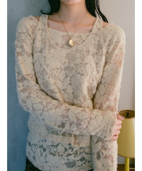sahara(サハラ)の「Layered Lace Top/レイヤードレーストップ(その他トップス・レディース・ブラック/ベージュ/ブラウン・FREE)」の13枚目の写真