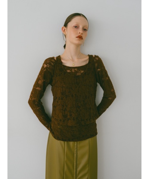 sahara(サハラ)の「Layered Lace Top/レイヤードレーストップ(その他トップス・レディース・ブラック/ベージュ/ブラウン・FREE)」の6枚目の写真