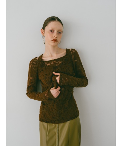 sahara(サハラ)の「Layered Lace Top/レイヤードレーストップ(その他トップス・レディース・ブラック/ベージュ/ブラウン・FREE)」の7枚目の写真