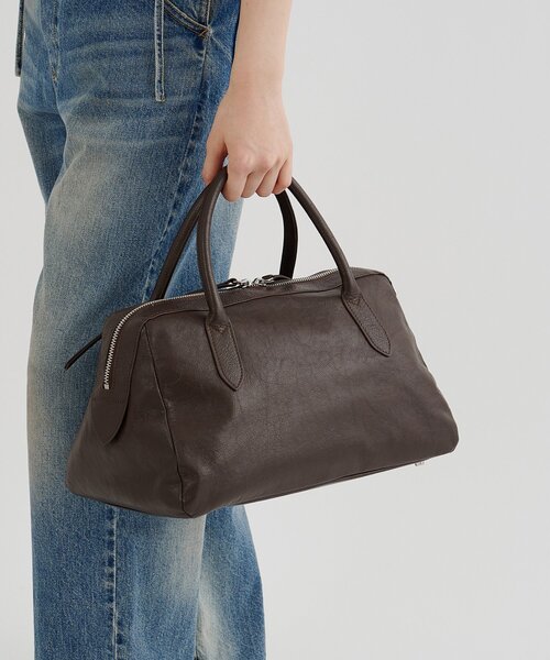 Whim Gazette（ウィムガゼット）の「【Hoaw.】ボウリングバッグ（トートバッグ・レディース・オフホワイト/ブラック/ライトベージュ/ブラウン・FREE）」の3枚目の写真