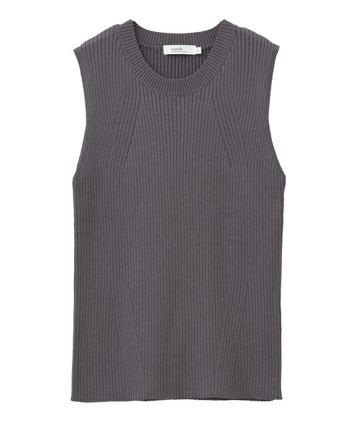 earth music&ecology（アースミュージックアンドエコロジー）の「ランダムリブノースリーブニット（ニット/セーター・レディース・チャコールグレー/ブラック/モカ/アイボリー・S/M）」の4枚目の写真