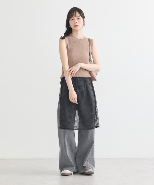 earth music&ecology（アースミュージックアンドエコロジー）の「ランダムリブノースリーブニット（ニット/セーター・レディース・チャコールグレー/ブラック/モカ/アイボリー・S/M）」の8枚目の写真