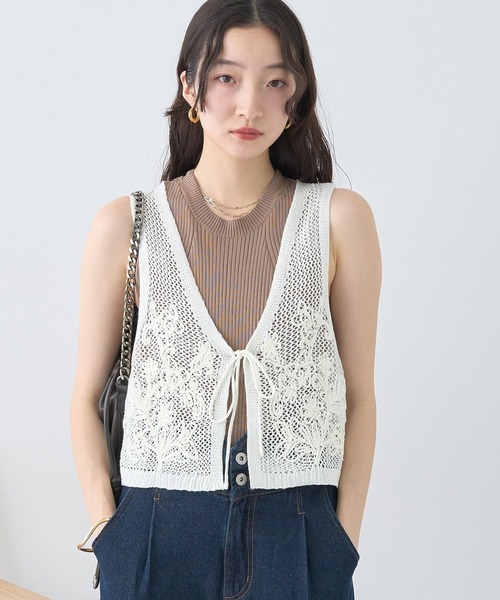 earth music&ecology（アースミュージックアンドエコロジー）の「ランダムリブノースリーブニット（ニット/セーター・レディース・チャコールグレー/ブラック/モカ/アイボリー・S/M）」の11枚目の写真