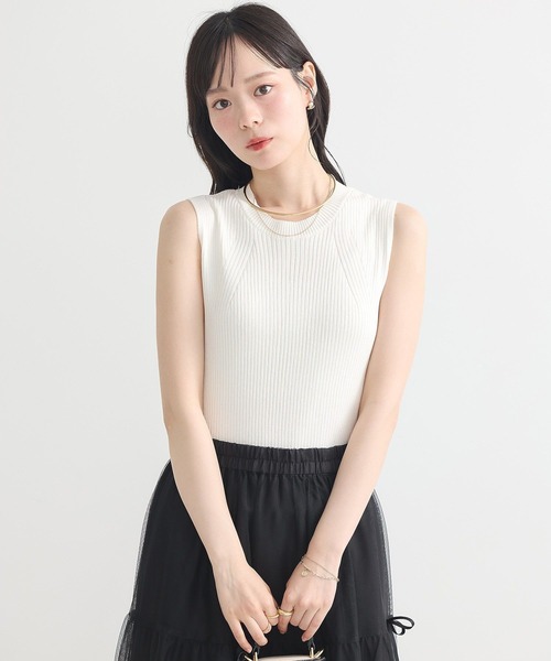 earth music&ecology（アースミュージックアンドエコロジー）の「ランダムリブノースリーブニット（ニット/セーター・レディース・チャコールグレー/ブラック/モカ/アイボリー・S/M）」の14枚目の写真