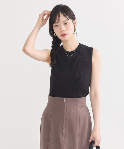 earth music&ecology（アースミュージックアンドエコロジー）の「ランダムリブノースリーブニット（ニット/セーター・レディース・チャコールグレー/ブラック/モカ/アイボリー・S/M）」の22枚目の写真