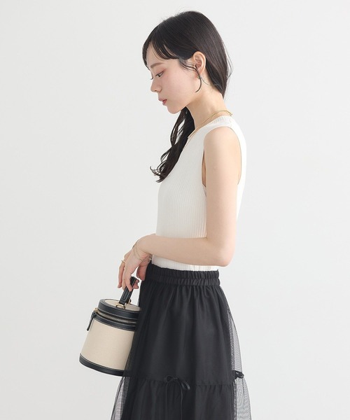 earth music&ecology（アースミュージックアンドエコロジー）の「ランダムリブノースリーブニット（ニット/セーター・レディース・チャコールグレー/ブラック/モカ/アイボリー・S/M）」の15枚目の写真