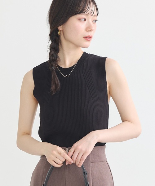 earth music&ecology（アースミュージックアンドエコロジー）の「ランダムリブノースリーブニット（ニット/セーター・レディース・チャコールグレー/ブラック/モカ/アイボリー・S/M）」の21枚目の写真