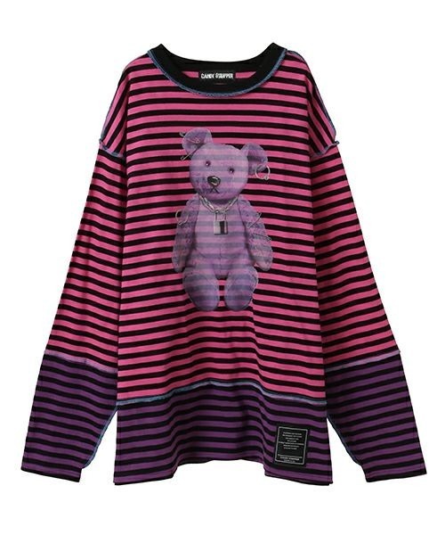 Candy Stripper（キャンディストリッパー）の「BROKEN BEAR BORDER トップス（Tシャツ/カットソー・レディース・ピンク/ライトブルー/オフホワイト・FREE）」の3枚目の写真