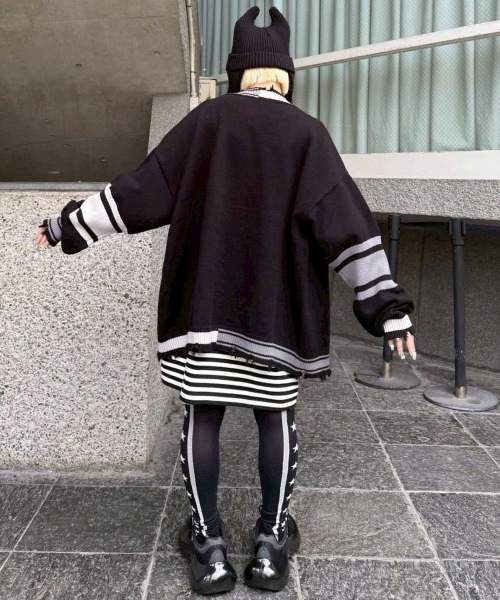 Candy Stripper（キャンディストリッパー）の「BROKEN BEAR BORDER トップス（Tシャツ/カットソー・レディース・ピンク/ライトブルー/オフホワイト・FREE）」の14枚目の写真