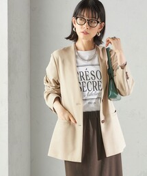 ⬛完売続出⬛SHIPS ノーカラーショートコート◇ シップス　ベージュ　茶色 ⬛完売続出⬛SHIPS ノーカラーショートコート◇ シップス