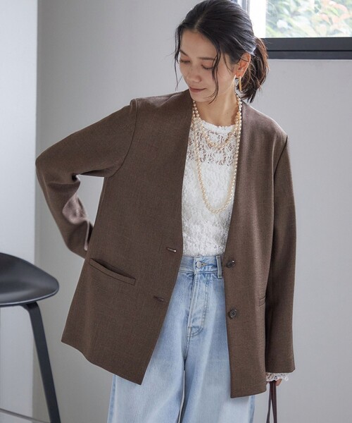 手洗い可能〉TUMUGITO(R) シャーク ツイード カラーレス ジャケット