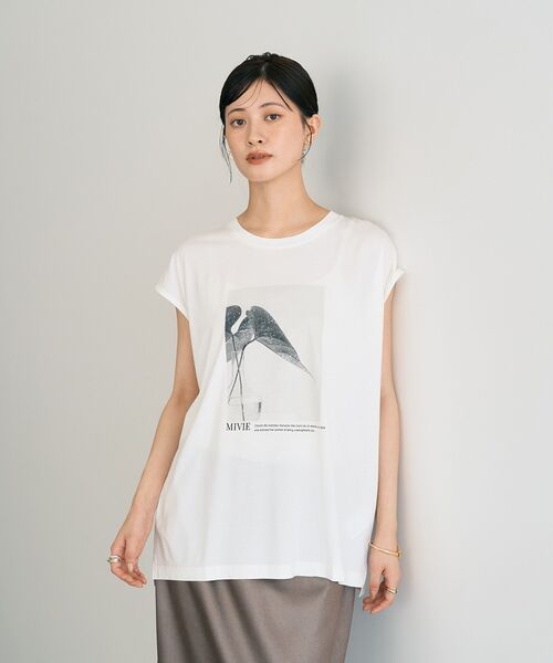 YECCA VECCA（イェッカヴェッカ）の「フォトプリントTee（Tシャツ/カットソー・レディース・ダークベージュ/オフホワイト/ブラック・FREE）」の4枚目の写真