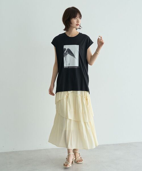 YECCA VECCA（イェッカヴェッカ）の「フォトプリントTee（Tシャツ/カットソー・レディース・ダークベージュ/オフホワイト/ブラック・FREE）」の19枚目の写真